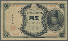01303 Japan: 5 Yen In Silver ND (1986) P. 27. This Convertible Silver Note Issue Is In Used Condition With Several Folds - Giappone