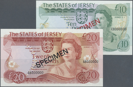01317 Jersey: Set Of 2 Specimen Notes 10 And 20 Pounds ND(1976-88) P. 13s And 14s, In Condition: AUNC And UNC. (2 Pcs) - Autres & Non Classés