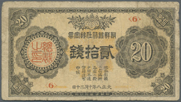 01357 Korea: 20 Sen ND(1919) P. 24, Used With Several Folds And Creases, Back Side Stained, Center Hole, Borders A Bit W - Corea Del Sud