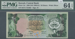 01364 Kuwait: Kuwait: 10 Dinars ND(1980-91) P. 16b, PMG Graded 64 Choice UNC EPQ. - Kuwait