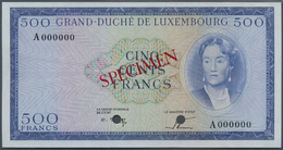01595 Luxembourg: 500 Francs ND(1961-63) Specimen P. 52As, Unissued Type As Specimen With Zero Serial Numbers, Never See - Lussemburgo