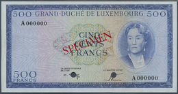 01595 Luxembourg: 500 Francs ND(1961-63) Specimen P. 52As, Unissued Type As Specimen With Zero Serial Numbers, Never See - Luxembourg