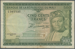 01653 Mali: 500 Francs 1960 P. 8, Used With Vertical And Horizontal Folds, No Holes Or Tears, Light Stain Trace At Lower - Mali