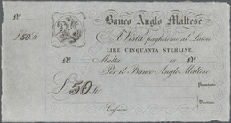 01676 Malta: Banco Anglo Maltese 50 Pounds 18xx Remainder Without Date, Serial And Signature, P.S116r, Very Rare And Sel - Malte