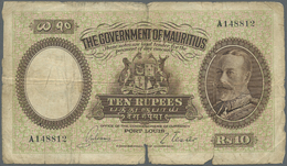 01691 Mauritius:  Government Of Mauritius 10 Rupees ND(1930), P.21 In Well Worn Condition With A Number Of Small Border - Maurice