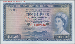 01694 Mauritius:  Government Of Mauritius 10 Rupees ND(1954) Color Trial Specimen In Blue Instead Of Red Color, P.28cts - Mauritius