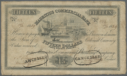 01697 Mauritius: 15 Dollars 1839 P. S123 Used With Several Folds And Creases, Light Stain In Paper But No Holes Or Tears - Maurice