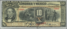 01703 Mexico: Banco De Londres Y México 10 Pesos 1913 SPECIMEN, P.S234s, Punch Hole Cancellation And Red Overprint Speci - Messico