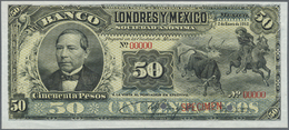 01705 Mexico: Banco De Londres Y México 50 Pesos 1913 SPECIMEN, P.S236s, Punch Hole Cancellation And Red Overprint Speci - Messico