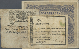 01913 Norway / Norwegen: Small Lot With 3 Banknotes 8 Skilling Denmark 1809 P.A40 (VG/F-), 6 Riksbank Skilling Norway 18 - Norvège