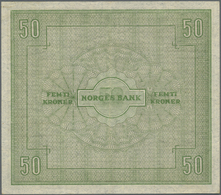 01919 Norway / Norwegen: 50 Kroner 1945 P. 27a, Used With Center Fold And Light Creases In Paper, No Holes Or Tears, Pap - Norway