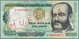 01965 Peru: 1000 Soles 1981 Specimen P. 122s In Condition: AUNC With Printers Annotations At Upper Border. - Peru