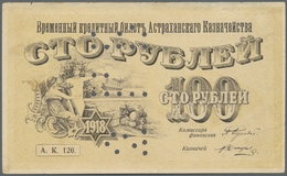 02297 Russia / Russland: South Russia, Astrakhan Treasury, 100 Rubles 1918, P.S445A With Several Folds And Cancellation - Russia