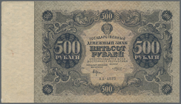 02155 Russia / Russland: 500 Rubles 1922 P. 135, Crisp Original Paper One Vertical Fold And Corner Fold At Left, Otherwi - Russie