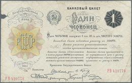 02156 Russia / Russland: 1 Chervonets 1922, P.139a With Stained Paper, Many Folds And Creases, Small Graffiti On Back An - Russie