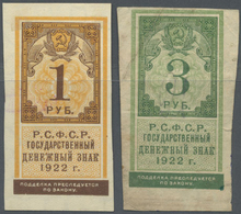 02159 Russia / Russland: State Currency Notes 1922, Pair With 1 And 3 Rubles, P.146, 147. 1 Ruble In Excellent Condition - Russia
