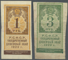 02159 Russia / Russland: State Currency Notes 1922, Pair With 1 And 3 Rubles, P.146, 147. 1 Ruble In Excellent Condition - Russie