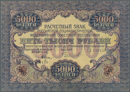 02135 Russia / Russland: 5000 Rubles 1919 P. 105a With Light Folds In Paper, Condition: XF-. - Russia