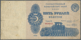 02182 Russia / Russland: 5 Gold Rubles 1924, P.188a, Very Rare Banknote In Used Condition With Many Folds, Stained Paper - Russia