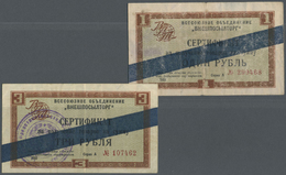 02224 Russia / Russland: Vneshposyltorg  -  Foreign Exchange Certificates  -  Blue Band Issue Pair With 1 And 3 Rubles 1 - Russia