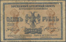 02293 Russia / Russland: South Russia, Astrakhan Treasury, 1 And 3 Rubles 1918, P.S441, S442 In Used/well Worn Condition - Russia