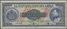 00401 Bulgaria / Bulgarien: 5000 Leva 1925 Specimen P. 49s, Rare Note With Red Specimen Overprint On Front And Back Side - Bulgaria