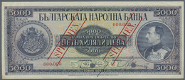 00401 Bulgaria / Bulgarien: 5000 Leva 1925 Specimen P. 49s, Rare Note With Red Specimen Overprint On Front And Back Side - Bulgarie