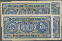 00412 Bulgaria / Bulgarien: Set With 4 Banknotes 500 Leva 1940, P.58, All Notes In Used Condition With Many Folds, Stain - Bulgaria