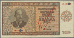 00421 Bulgaria / Bulgarien: 1000 Leva 1942 SPECIMEN, P.61s, Printed By Giesecke & Devrient Leipzig With Cancellation Hol - Bulgaria