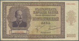 00422 Bulgaria / Bulgarien: 5000 Leva 1942, P.62, Highly Rare Note With Stained Paper, Several Folds And Tiny Tears At U - Bulgaria