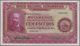 01767 Mozambique: 100 Escudos 1971 Specimen P. 77s With Light Center Bend In Condition: XF To XF+. - Mozambique