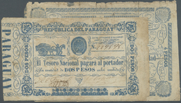 01947 Paraguay: Set Of 2 Notes Containing 2 Pesos And 4 Pesos ND(1865) P. 22, 24, The First Used With Folds, Border Wear - Paraguay