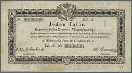 01974 Poland / Polen: 1 Taler 1810 P. A2, Used With Several Light Folds In Paper, No Holes Or Tears, Still Strong Paper, - Poland