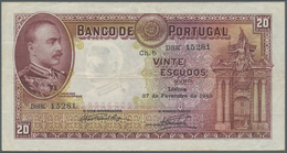 02007 Portugal: 20 Escudos 1940 P. 143, Used With Folds In Paper But No Holes Or Tears, Paper Very Crisp And Colors Orig - Portogallo