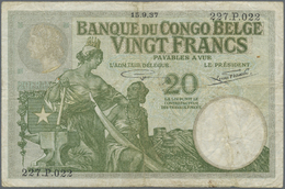 00266 Belgian Congo / Belgisch Kongo: 20 Francs 1937 P. 10f, Used With Several Folds And Creases In Paper, No Holes Or T - Non Classificati