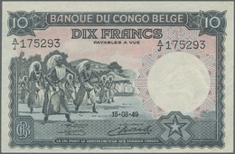 00268 Belgian Congo / Belgisch Kongo: 10 Francs 1949 P. 14E, No Visible Folds, But Pressed, No Holes Or Tears, Condition - Non Classificati
