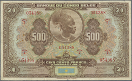 00273 Belgian Congo / Belgisch Kongo: 500 Francs ND(1941) P. 18Aa, Issued Note, Used With Several Folds And Creases, No - Non Classificati