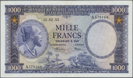 00278 Belgian Congo / Belgisch Kongo: 1000 Francs 1955 P. 29b, Exceptional Condition For This Type Of Note, 3 Small Pinh - Non Classés