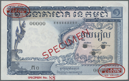 00456 Cambodia / Kambodscha: Banque Nacional Du Cambodge 1 Riel 1955 TDLR Specimen, P.1s In UNC Condition - Cambogia