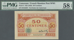 00461 Cameroon / Kamerun: 50 Centimes ND(1922) P. 4, Rare Note Especially In This Condition: PMG Graded 58 Choice About - Cameroun