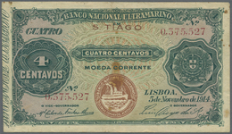 00492 Cape Verde / Kap Verde: 4 Centavos 1914 P. 10, Used With Center Fold And Light Creases, No Holes Or Tears, Strongn - Capo Verde