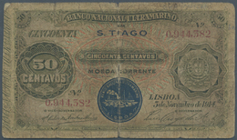 00494 Cape Verde / Kap Verde: 50 Centavos 1914 With Ovpt. S.TIAGO And Seal Type II At Lower Center, P.16 In Well Worn Co - Capo Verde