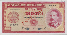 00497 Cape Verde / Kap Verde: 100 Escudos 1958 Specimen P. 49s, In Condition: UNC. - Cape Verde