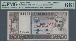 00504 Cape Verde / Kap Verde: 1000 Escudos 1977 Specimen P. 56s1, Condition: PMG 66 Gem UNC EPQ. - Capo Verde