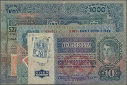 00628 Czechoslovakia / Tschechoslowakei: Set With 4 Banknotes 10, 20, 100 And 1000 Korun 1919 Austro-Hungarian Notes - S - Cecoslovacchia