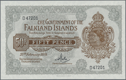 00756 Falkland Islands / Falkland Inseln: Set Of 2 Notes 50 Pence Dated 1974 And 1969 P. 10 With Portrait QEII, Both In - Falkland