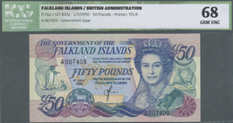 00762 Falkland Islands / Falkland Inseln: Set Of 2 Consecutive Notes 50 Pounds 1990 P. 16a, Serial #A007409 To #A007408, - Falkland