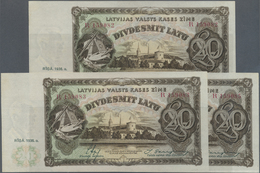 00763 Falkland Islands / Falkland Inseln: Set Of 3 Notes 20 Latu 1936 P. 30b, Nearly All Consecutive Numbers #R159085, # - Isole Falkland