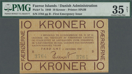 00740 Faeroe Islands / Färöer: 10 Kroner 1940 P. 7a, PMG Graded 35 Choice VF NET. - Féroé (Iles)