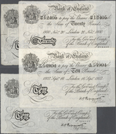 00905 Great Britain / Großbritannien: Set With 4 Banknotes Comprising 10 Pounds 1932 And 20 Pounds 1930 With Signature C - Autres & Non Classés